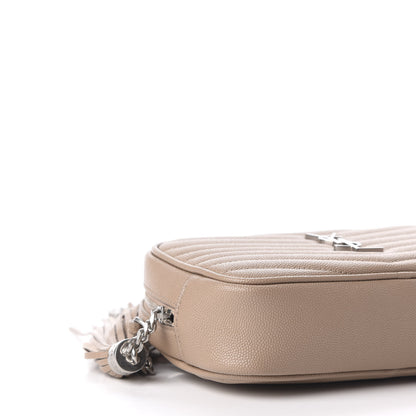 Saint Laurent Grain De Poudre Matelasse Monogram Mini Lou Camera Bag Dark Beige 6 of 11