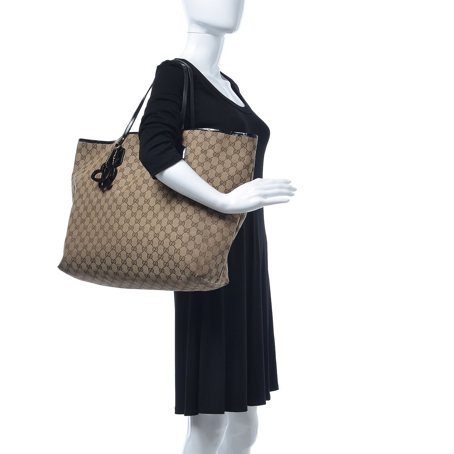 Monogram Patent Trim Tote Black