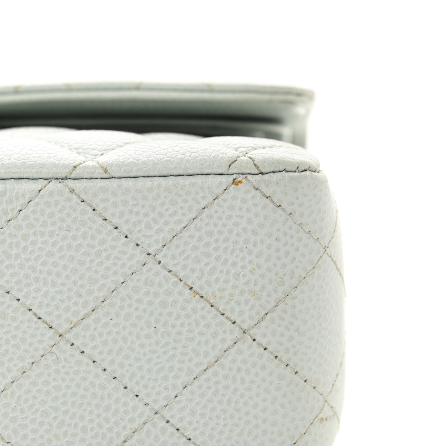 Caviar Quilted Medium Double Flap Light Blue