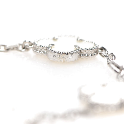 Van Cleef & Arpels 18K White Gold Mother of Pearl 5 Motifs Vintage Alhambra Bracelet 6 of 10