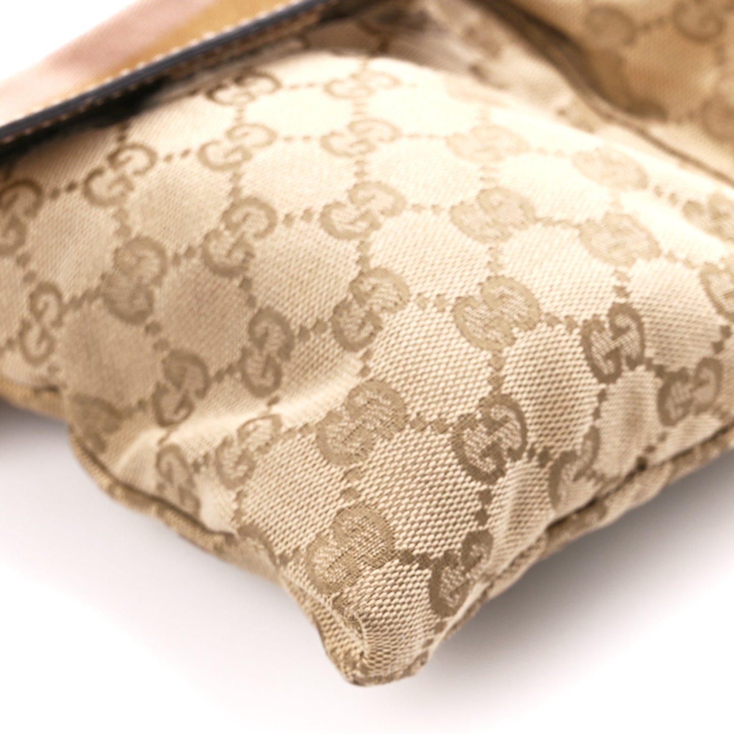 GG Monogram Web Double Pocket Belt Bag Gold Pink