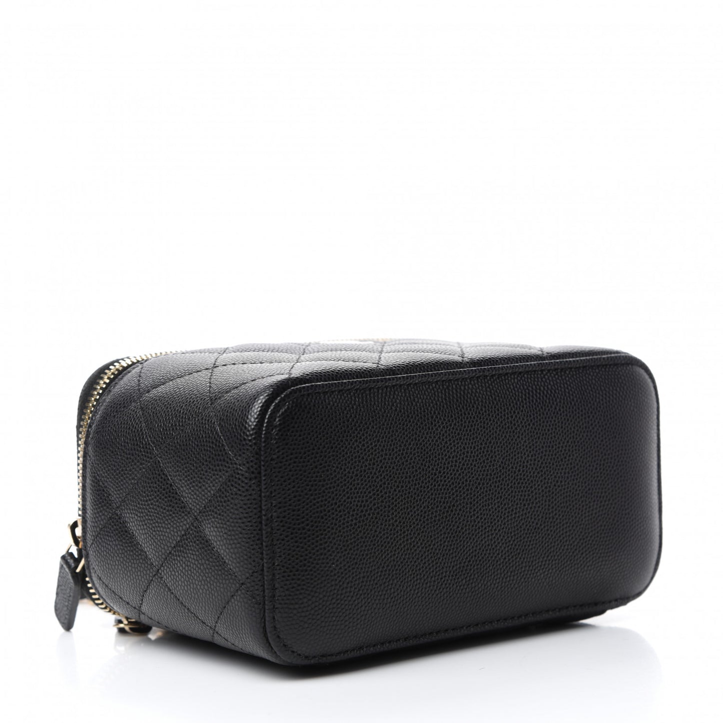 Caviar Quilted Small Vanity Case With Chain Black