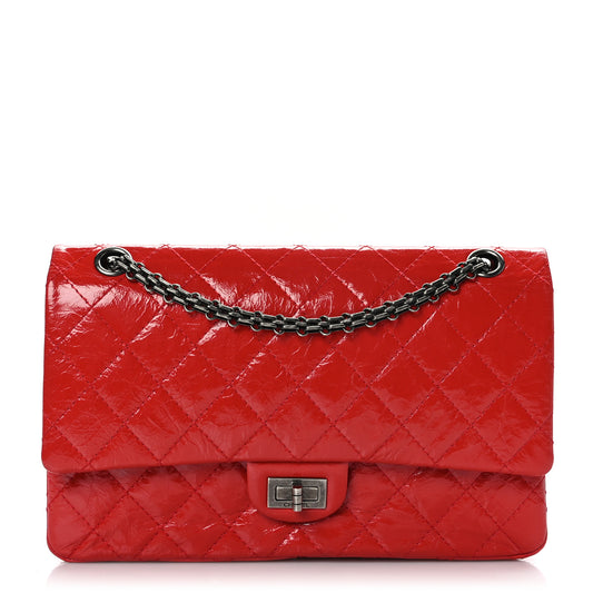 Aged Glazed Calfskin Quilted 2.55 Reissue 226 Flap Red