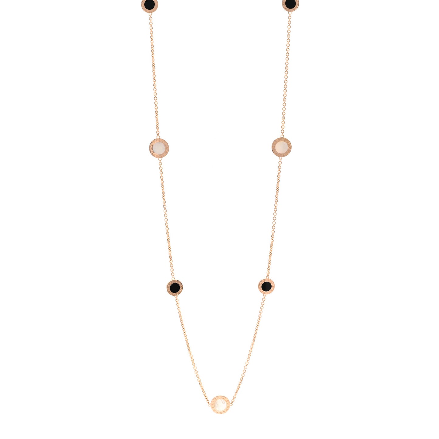 18K Rose Gold Black Onyx Mother of Pearl BVLGARI BVLGARI Long Station Necklace