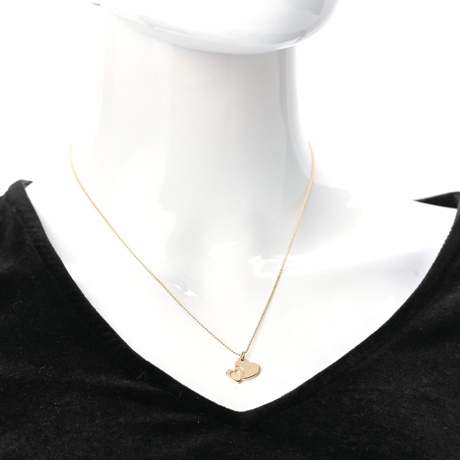 Tiffany 18K Yellow Gold Sweet Double Heart Pendant Necklace 2 of 6