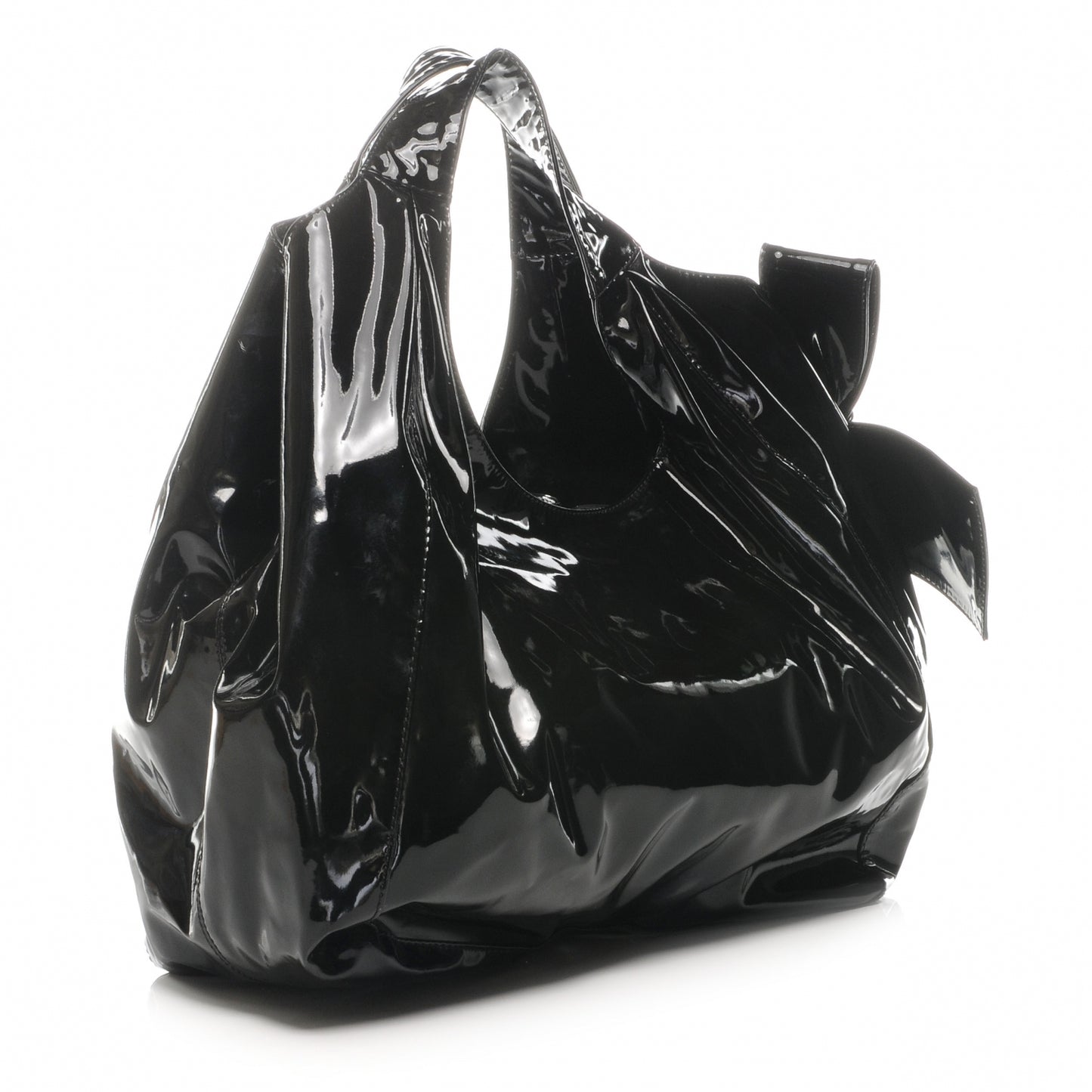 Patent Lacca Large Nuage Bow Hobo Black