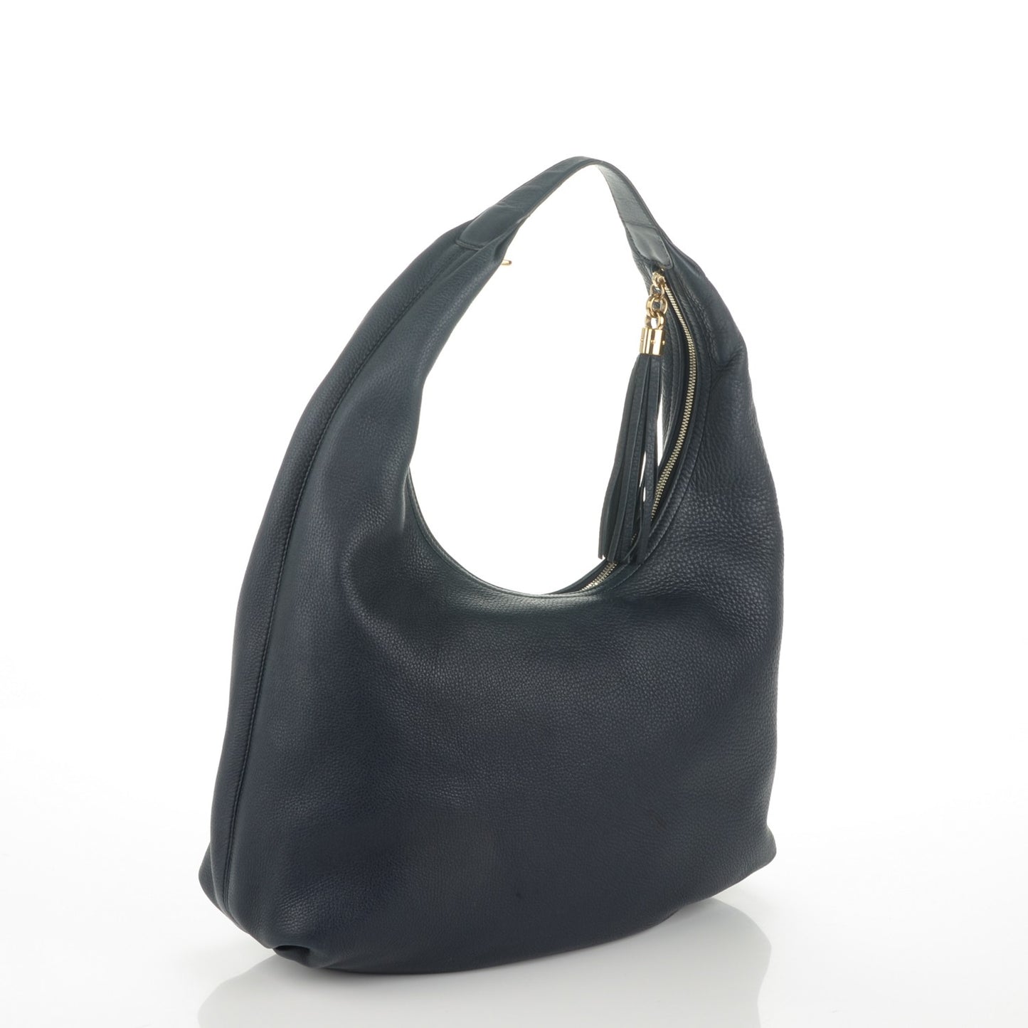 Pebbled Calfskin Large Soho Hobo Dark Blue