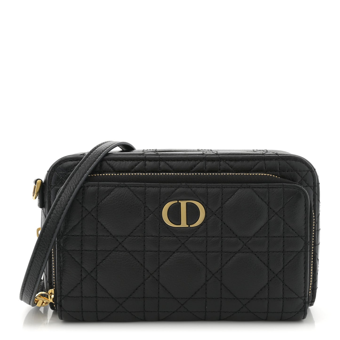 Supple Calfskin Caro Double Pouch Black