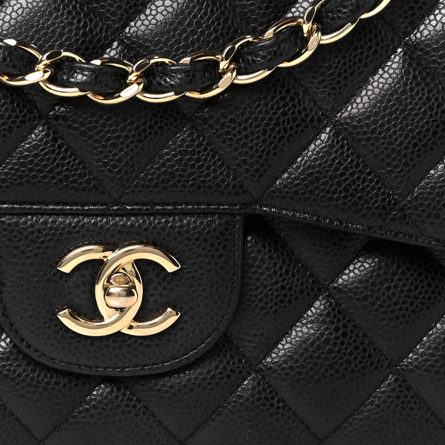 Caviar Quilted Jumbo Double Flap Black