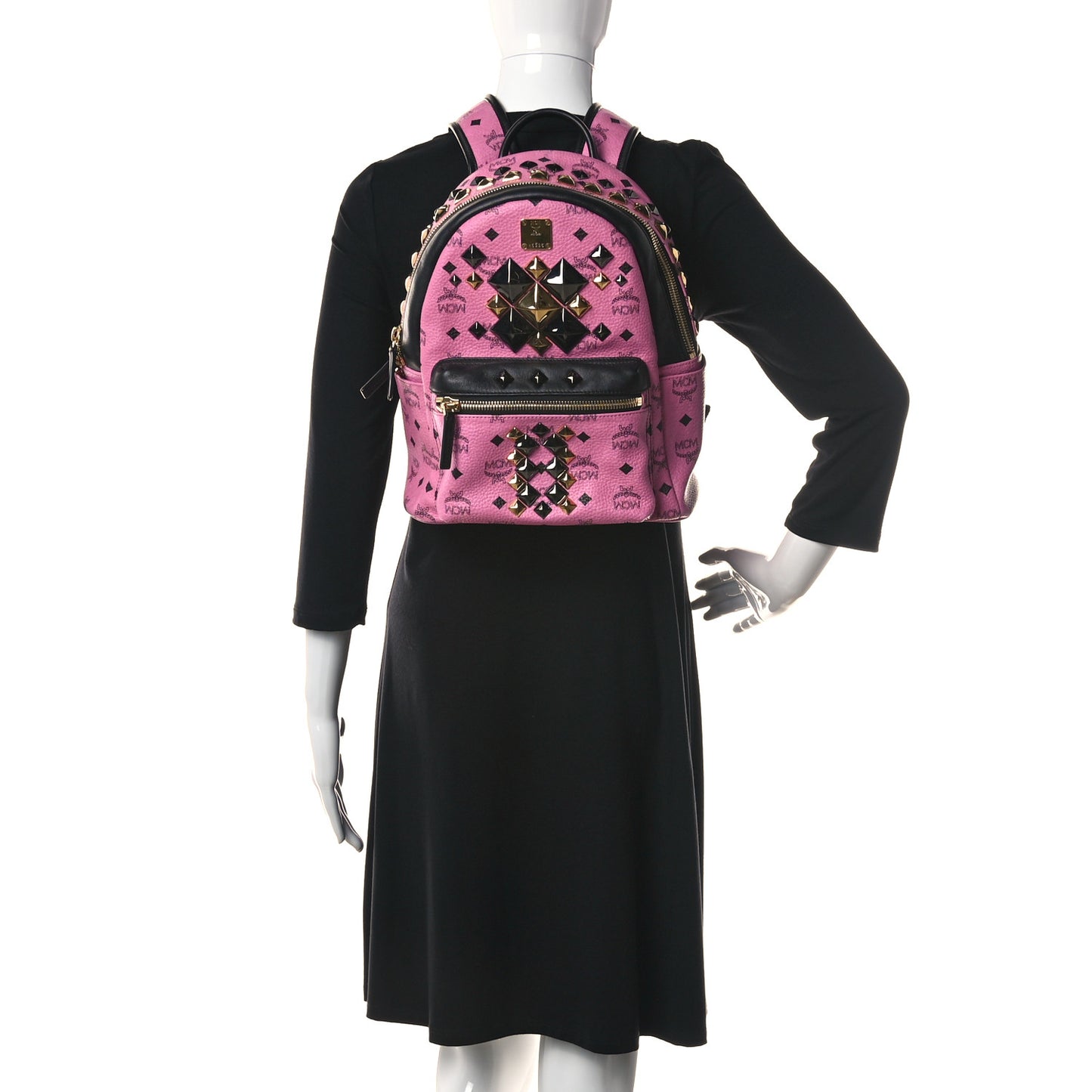 Visetos Studded Colorblock Small Stark Brock Backpack Pink Black