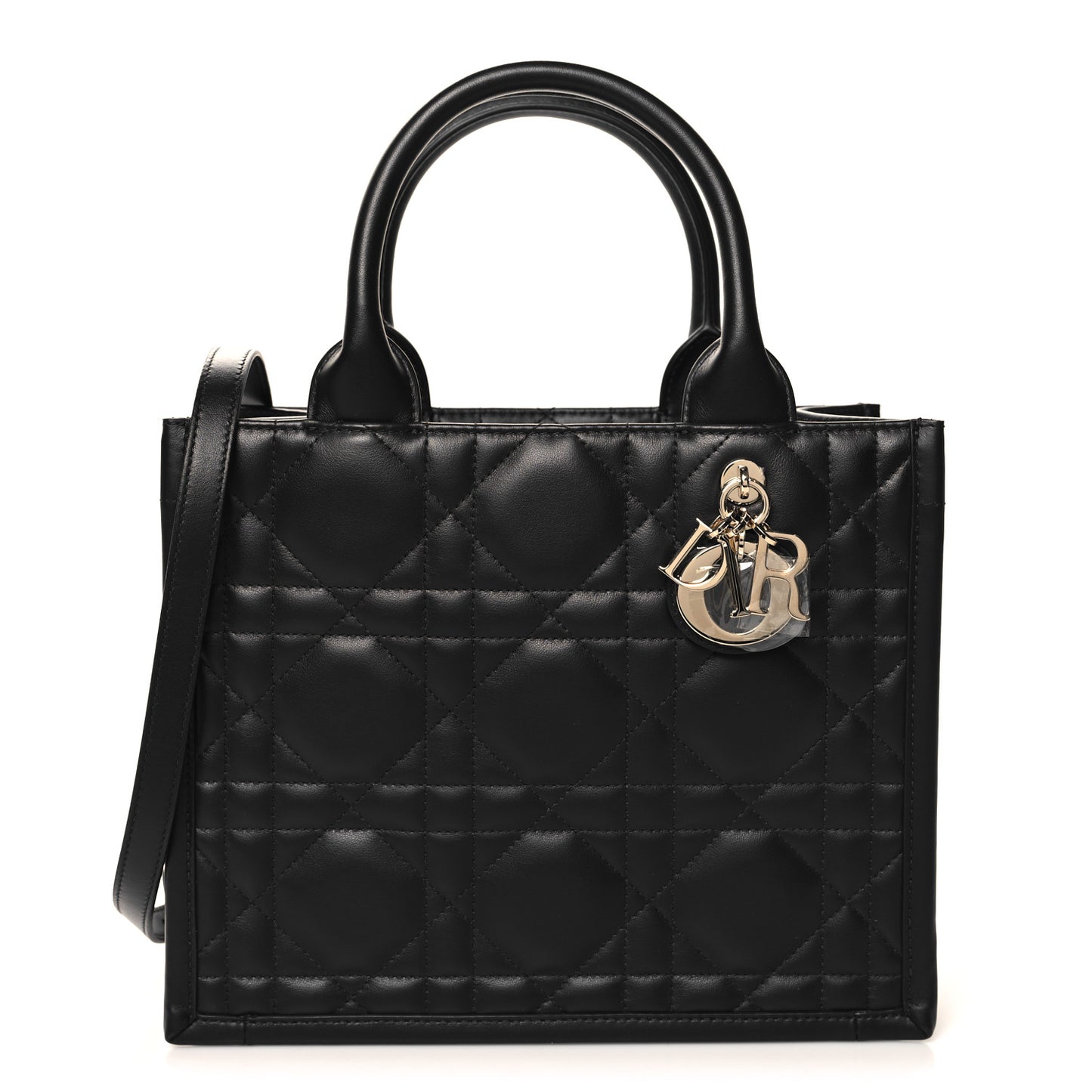 Calfskin Macro Cannage Small Book Tote Black