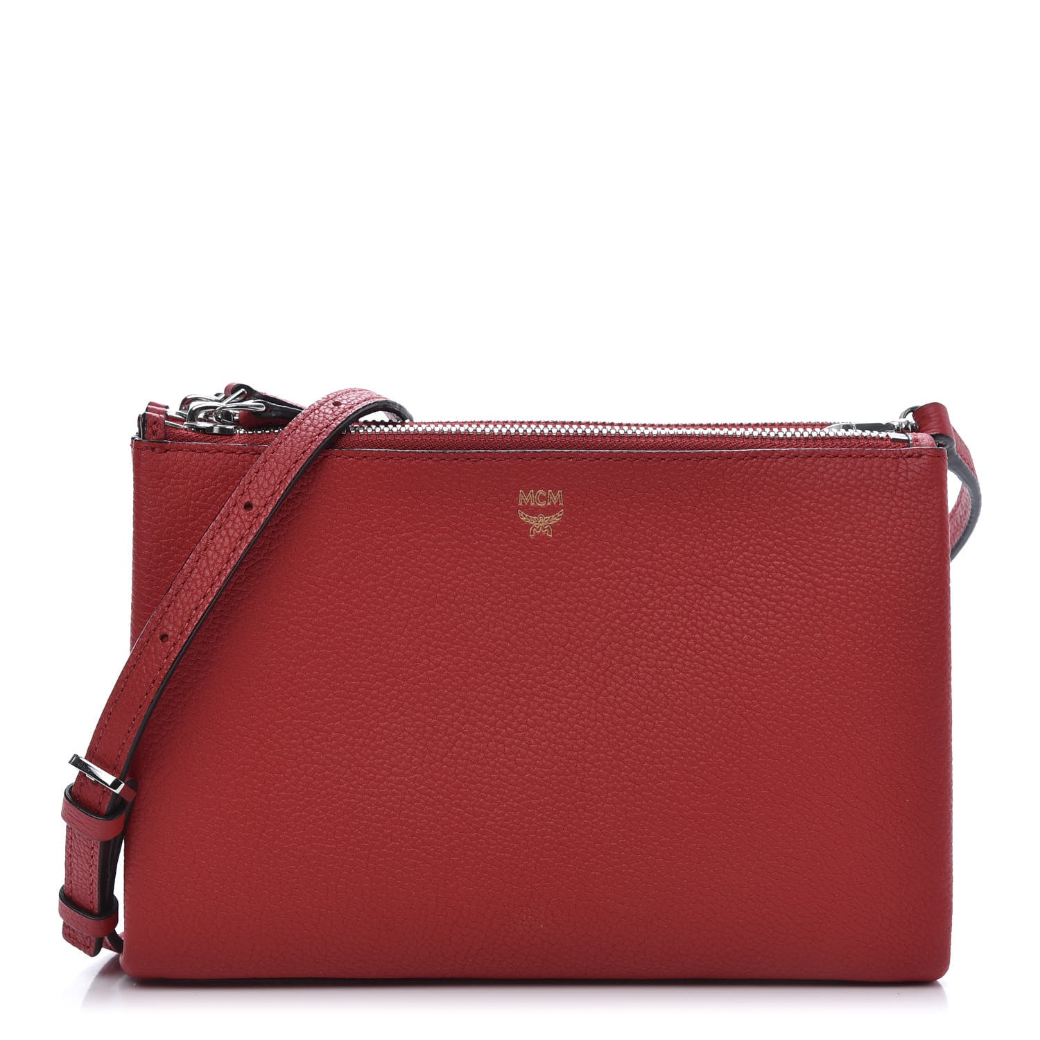 MCM Grained Calfskin Milla Double Crossbody Bag Ruby Red 1 of 11
