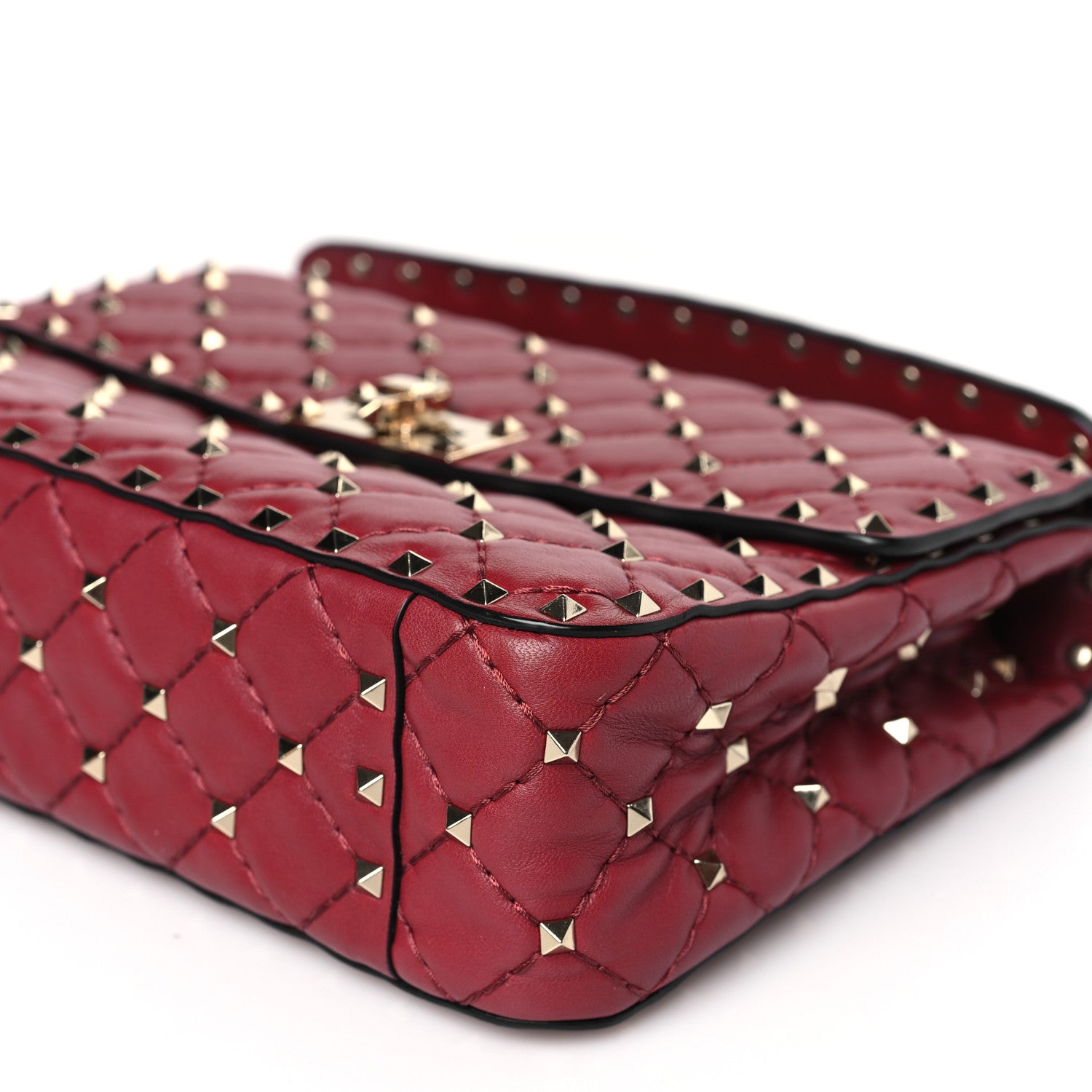 Valentino Garavani Nappa Medium Rockstud Spike Shoulder Bag Rubino 8 of 8