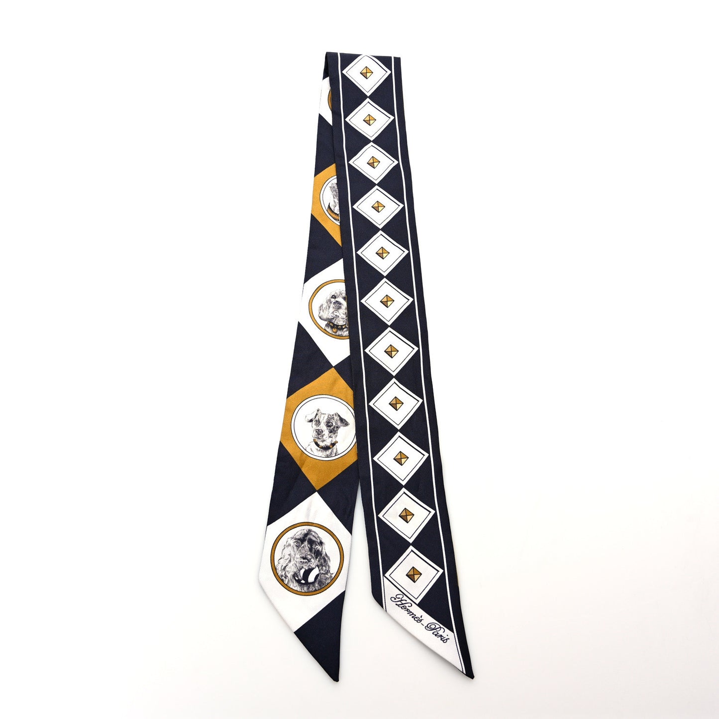 Silk Colliers Et Chiens Twilly Black Gold White