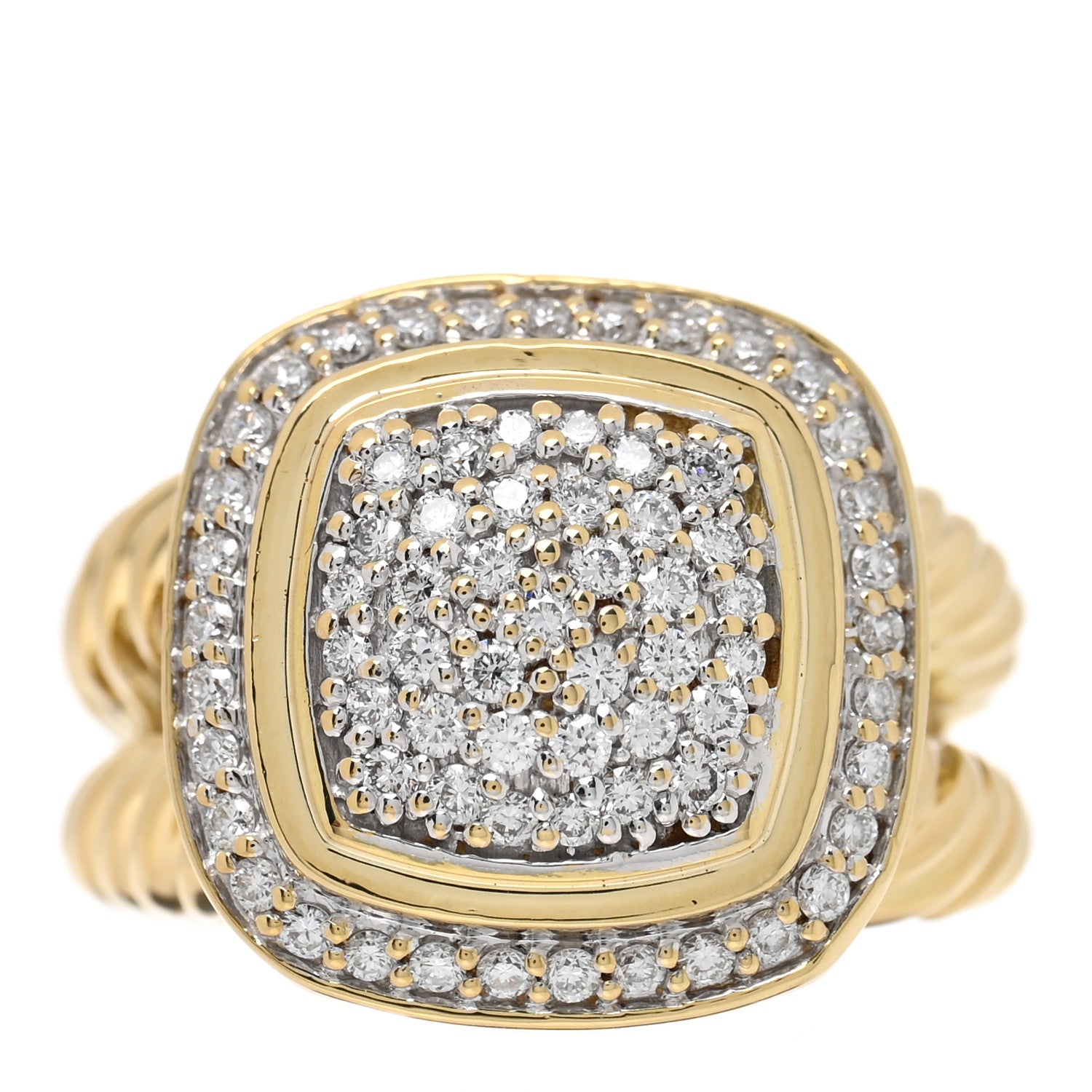 David Yurman 18K Yellow Gold Diamond 11mm Pave Albion Ring 54 6.75 1 of 4
