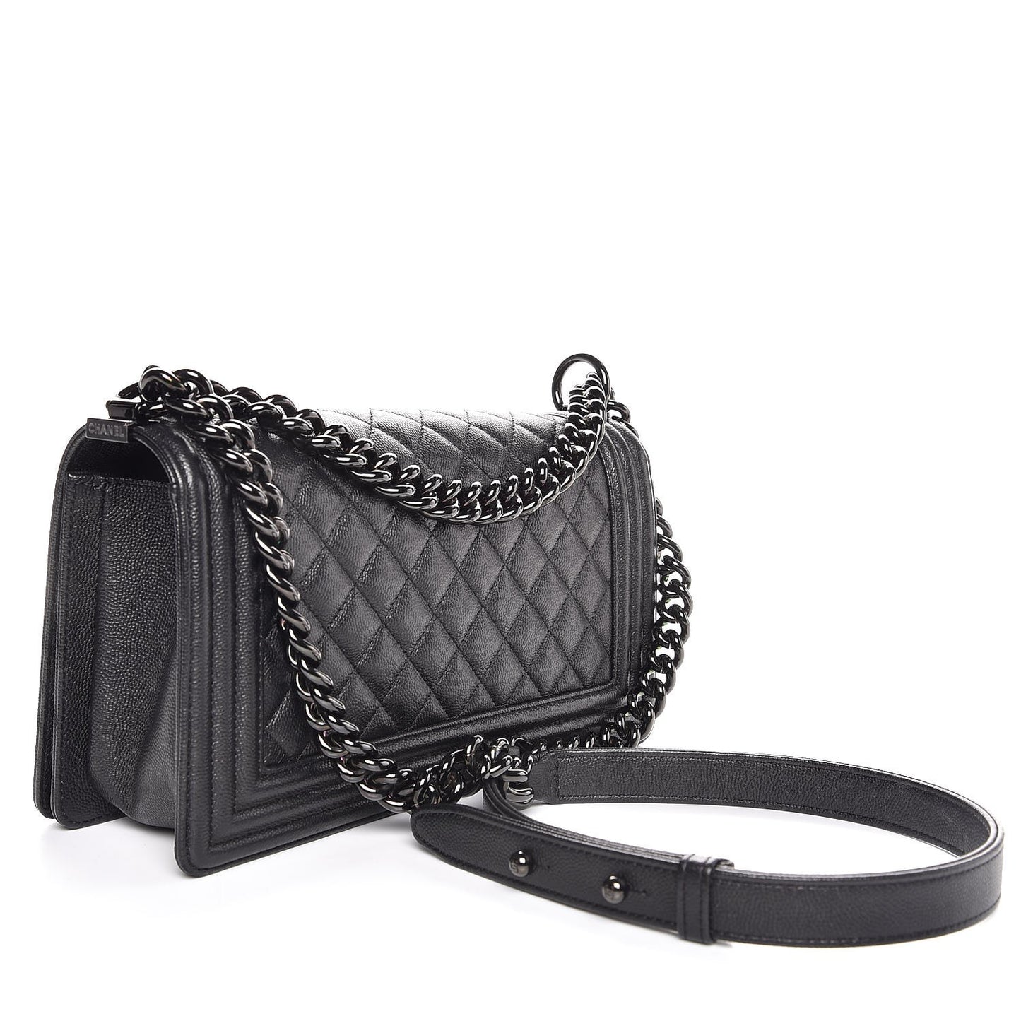 Caviar Quilted Medium Boy Flap So Black