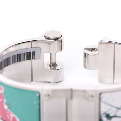 Hermes Enamel Printed Wide Cheval Surprise Hinged Bracelet S Baroque 4 of 7