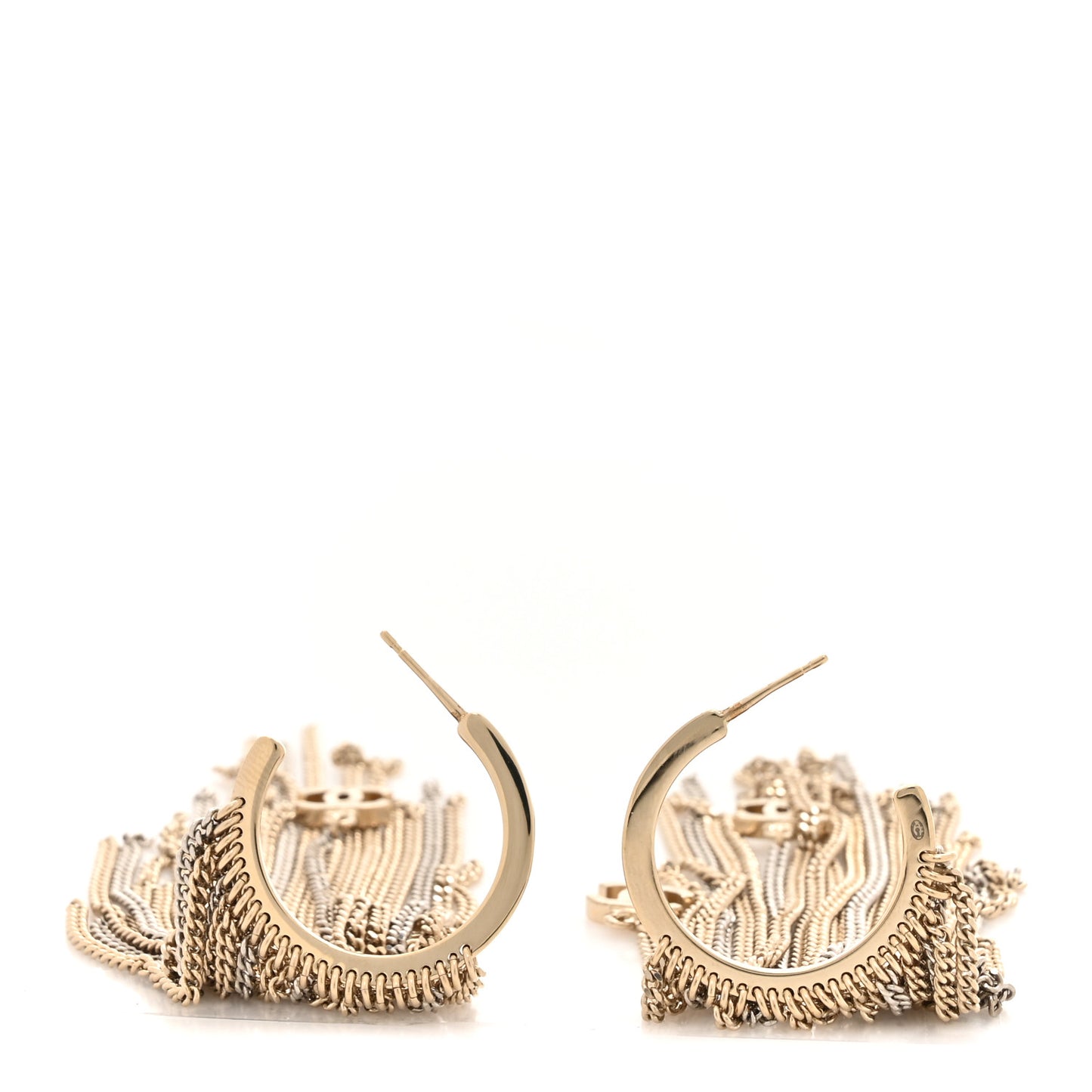 CC Hoop Drop Chain Earrings Gold Silver