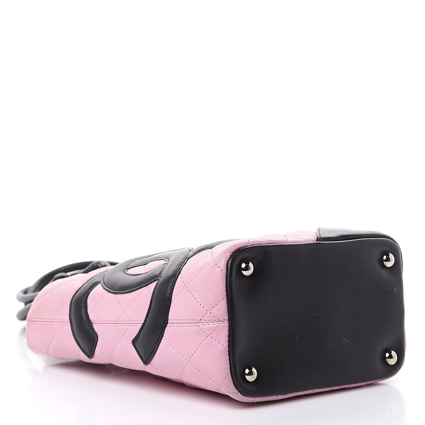 Calfskin Quilted Small Cambon Tote Pink Black