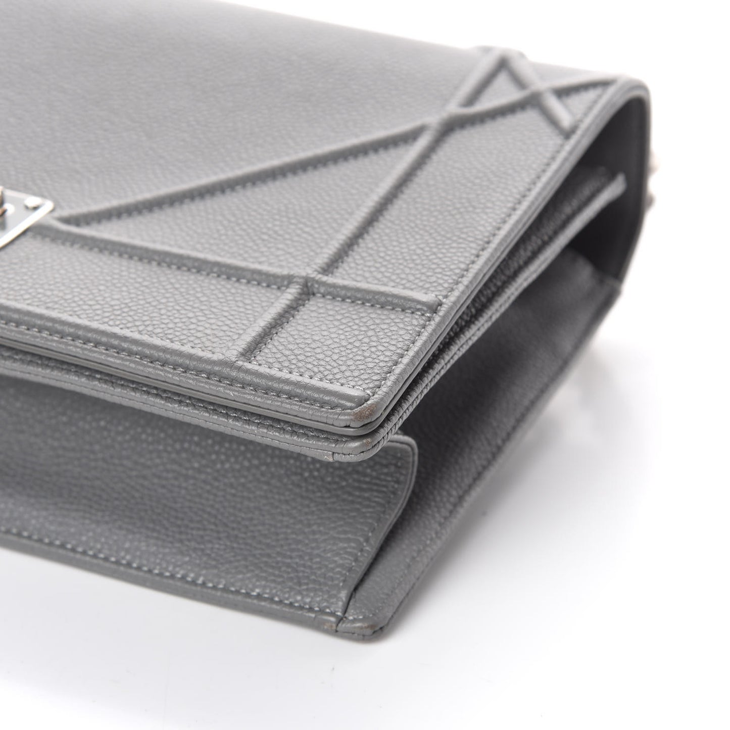 Grained Calfskin Medium Diorama Flap Bag Gris