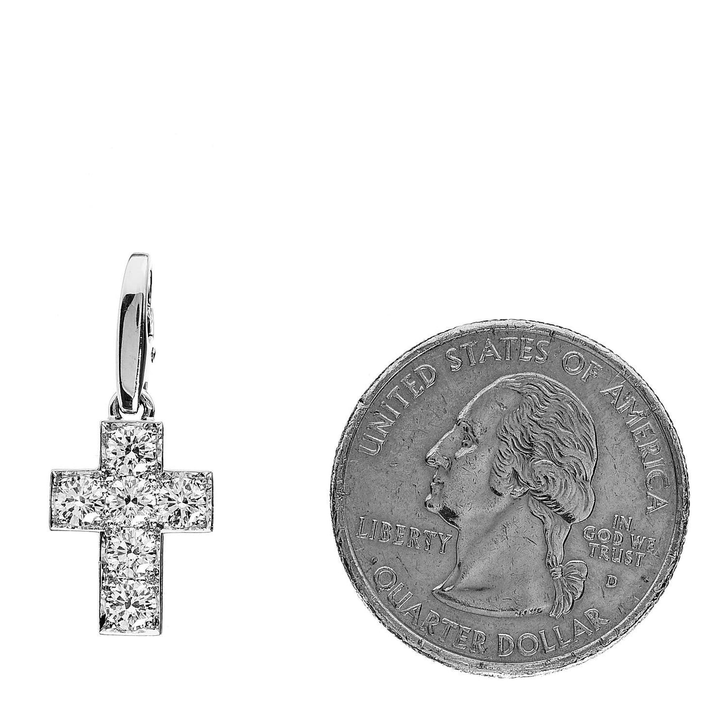 18K White Gold Diamond .66ctw Cross Charm Pendant