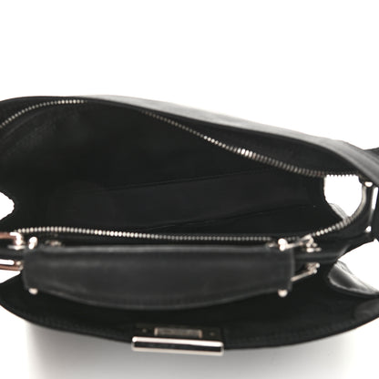 Fendi Nylon Vitello Cover Logo Embossed Mini Peekaboo I SEE U Satchel Black White 6 of 17