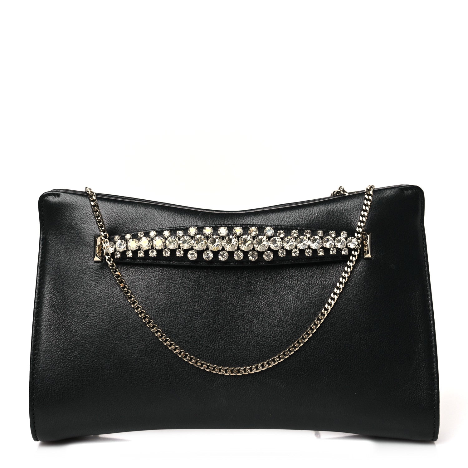 Jimmy Choo Nappa Crystal Venus Clutch with Chain Black 1 of 9