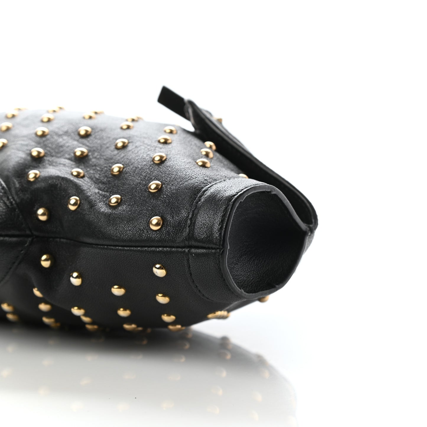 Calfskin Studded De Manta Clutch Black