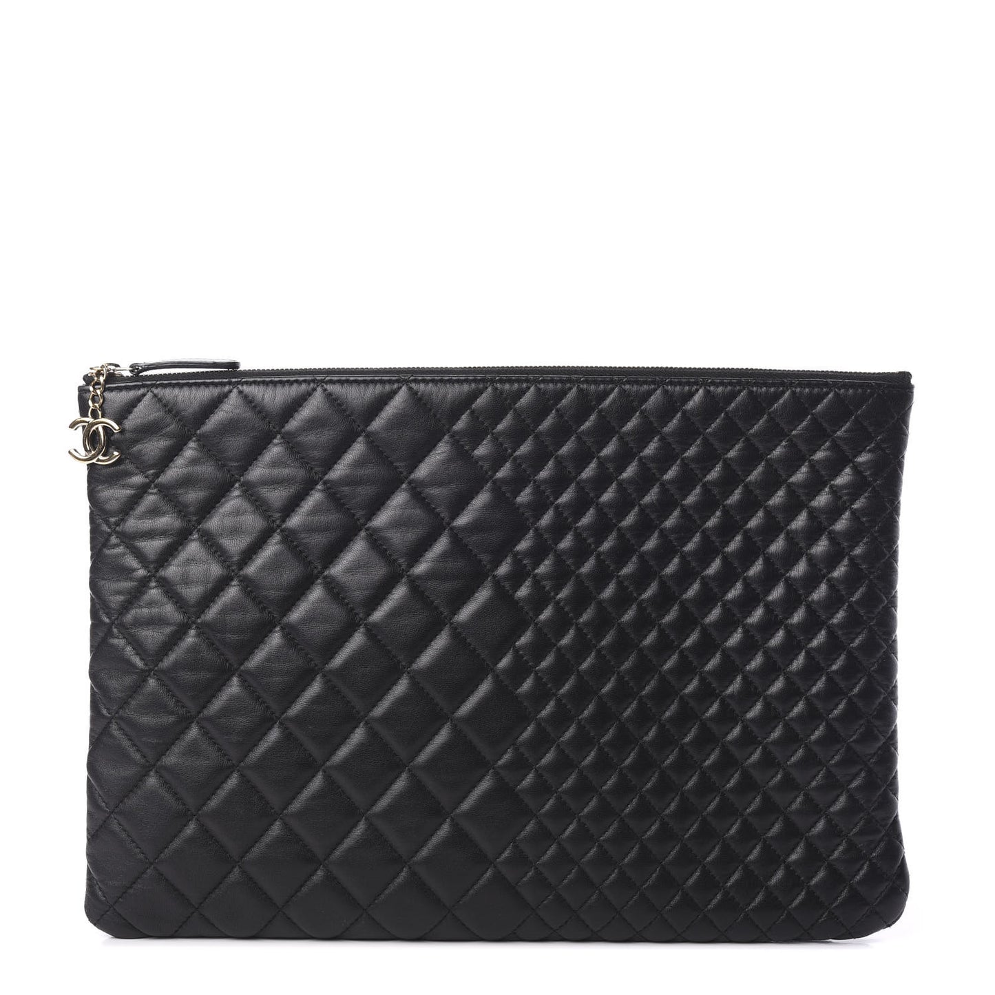 Lambskin Bi Quilted Large Cosmetic Case Black