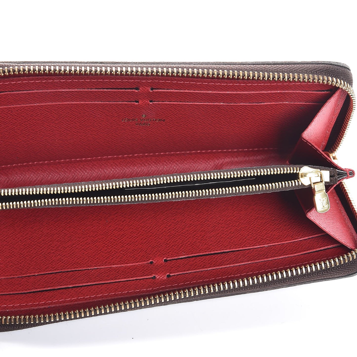 Damier Ebene Clemence Wallet Cherry