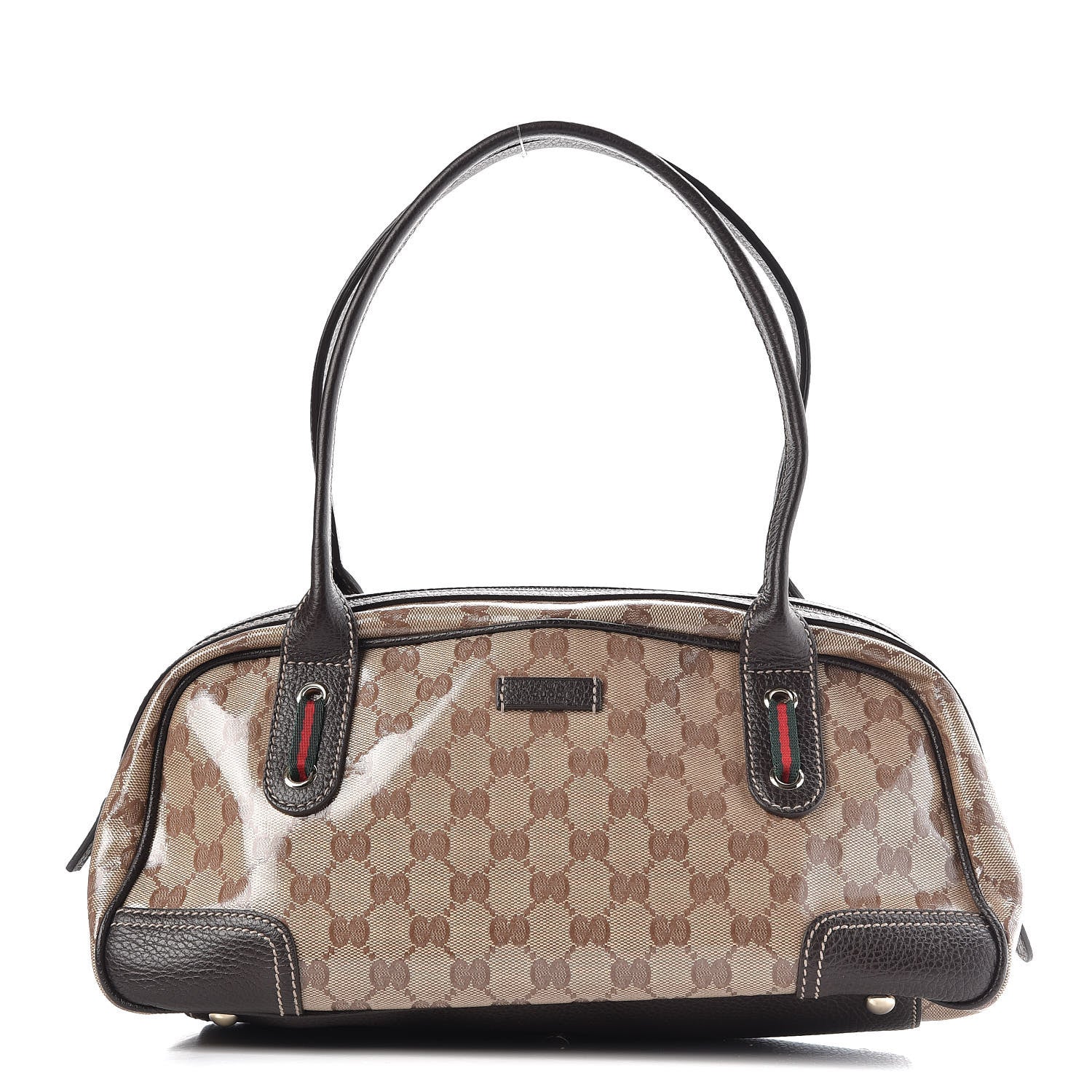 Gucci Crystal Monogram Web Princy Boston Brown 1 of 7