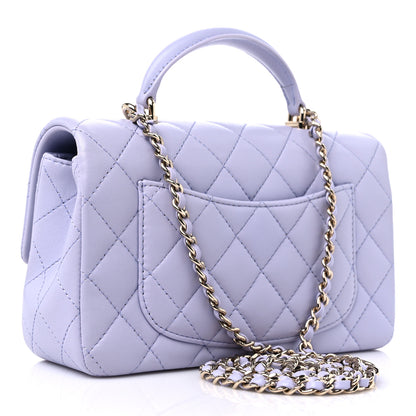 Chanel Lambskin Quilted Mini Top Handle Rectangular Flap Light Purple 3 of 10