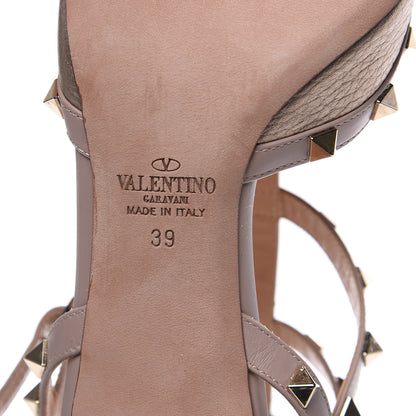 Valentino Garavani Metallic Pebbled Calfskin Rockstud Ankle Strap 65mm Pumps 39 Sasso Poudre 6 of 9