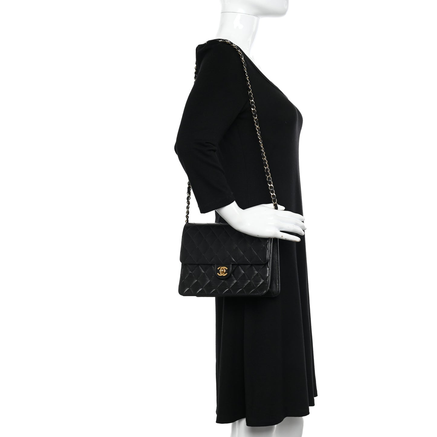 Lambskin Quilted Small Single Flap Bag Black