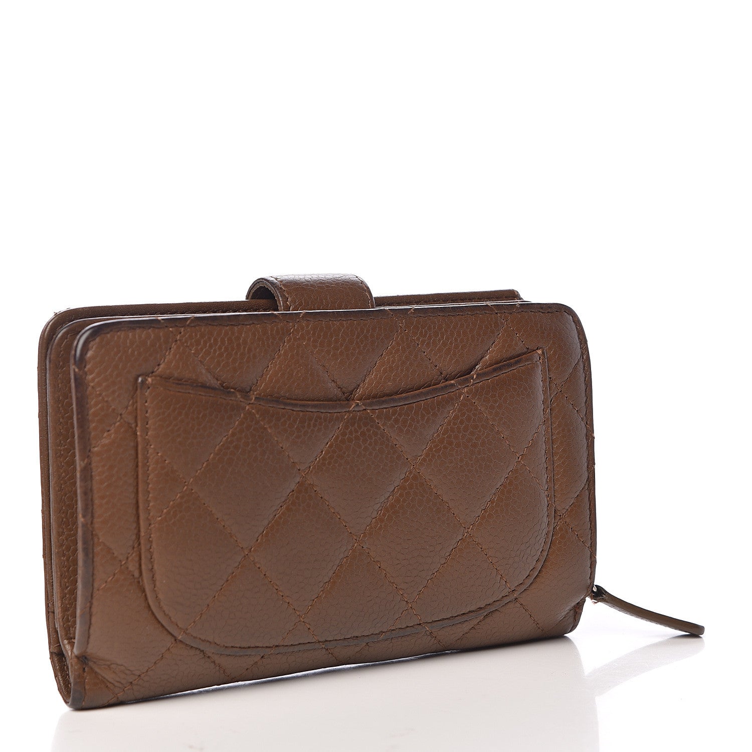Chanel Caviar Quilted Zipped Pocket Wallet Brown 3 of 15