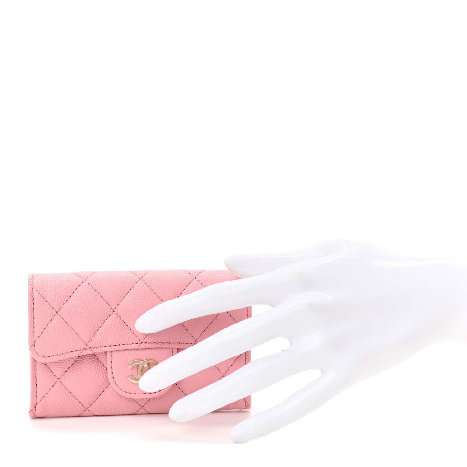 Chanel Caviar Quilted Flap Card Holder Wallet Light Pink 2 of 8
