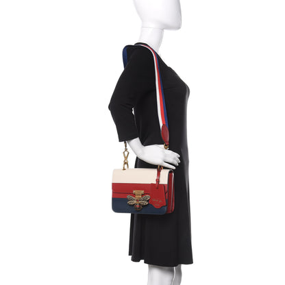 Gucci Calfskin Sylvie Web Queen Margaret Shoulder Bag Blue Agata Hibiscus Red Mystic White 2 of 10