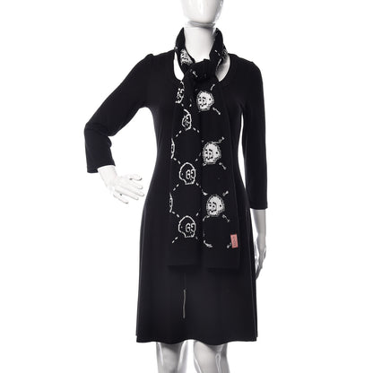 Gucci Wool Tricot GG Hamlet Scarf Black White 2 of 5