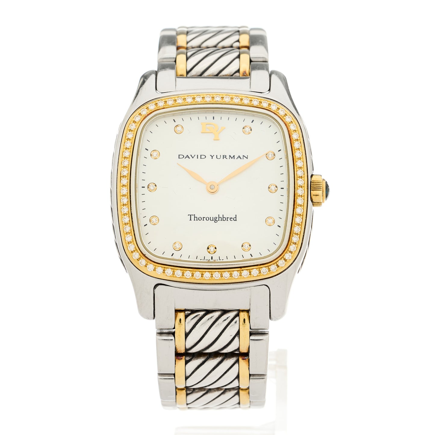 Stainless Steel 18K Yellow Gold Diamond Bezel Mother of Pearl 32mm Thoroughbred Quartz Watch