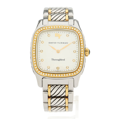 David Yurman Stainless Steel 18K Yellow Gold Diamond Bezel Mother of Pearl 32mm Thoroughbred Quartz Watch 1 of 4
