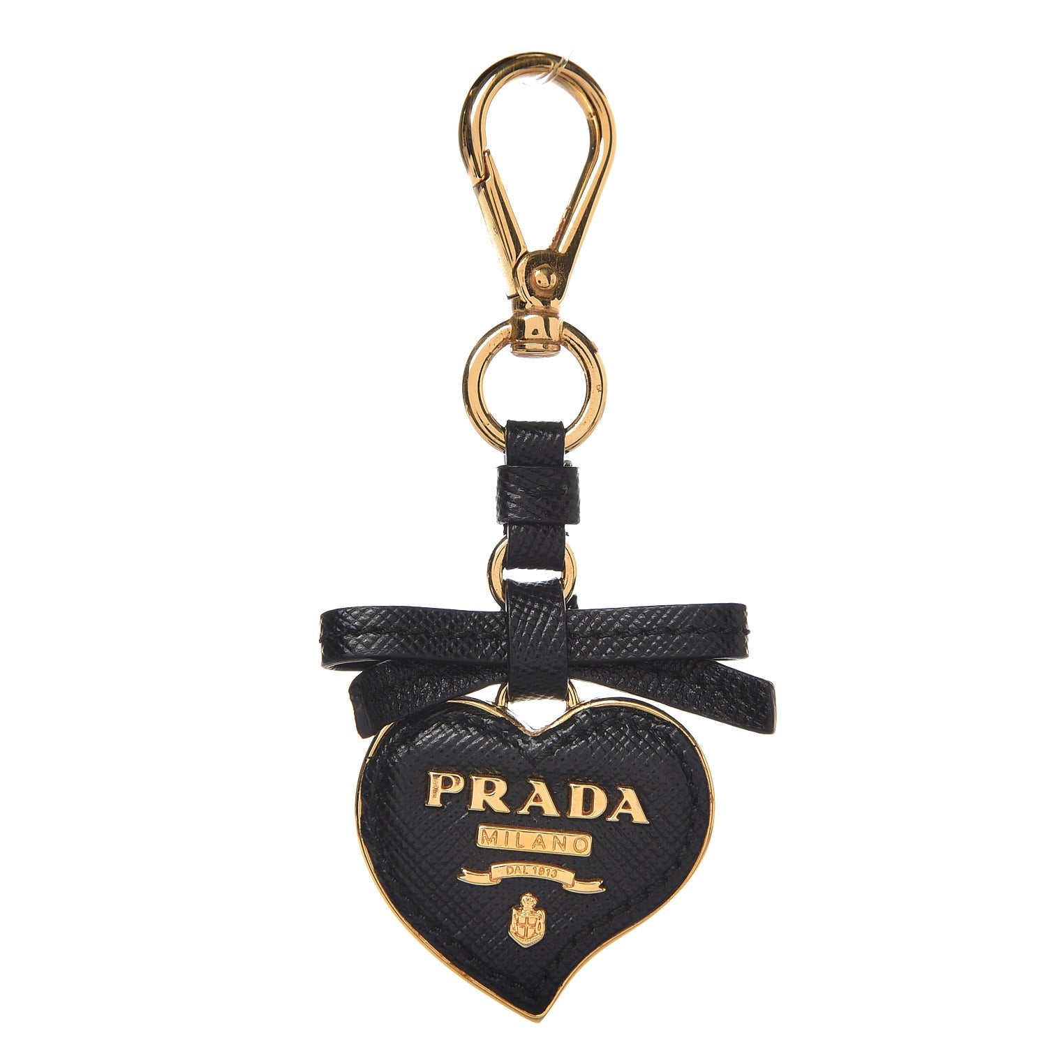 Prada Saffiano Heart Keychain Charm Nero Black 4 of 6