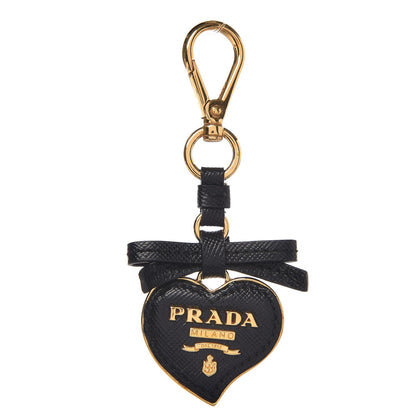 Prada Saffiano Heart Keychain Charm Nero Black 4 of 6