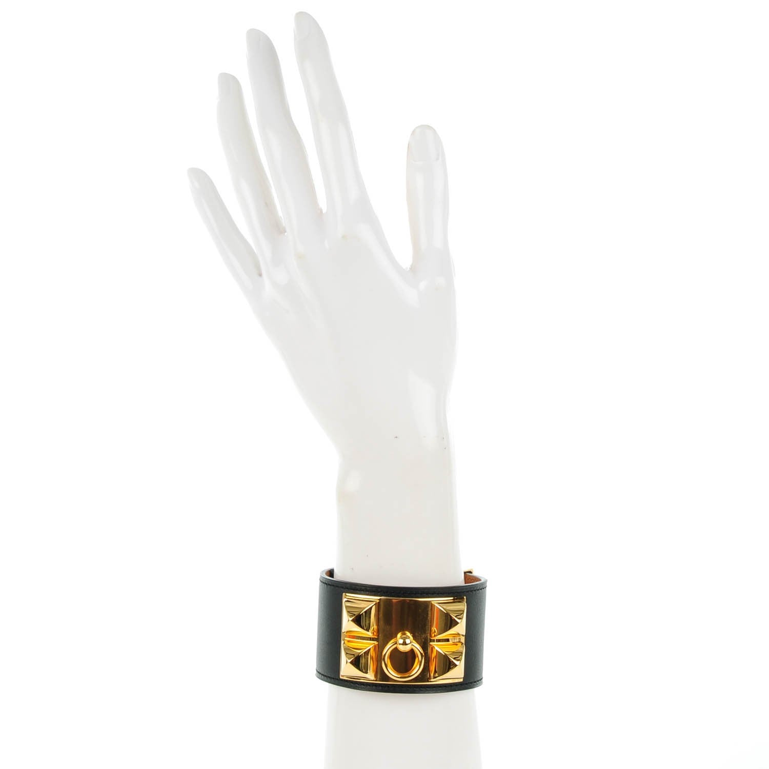 Hermes Box Calfskin Collier de Chien CDC Bracelet L Black 2 of 7
