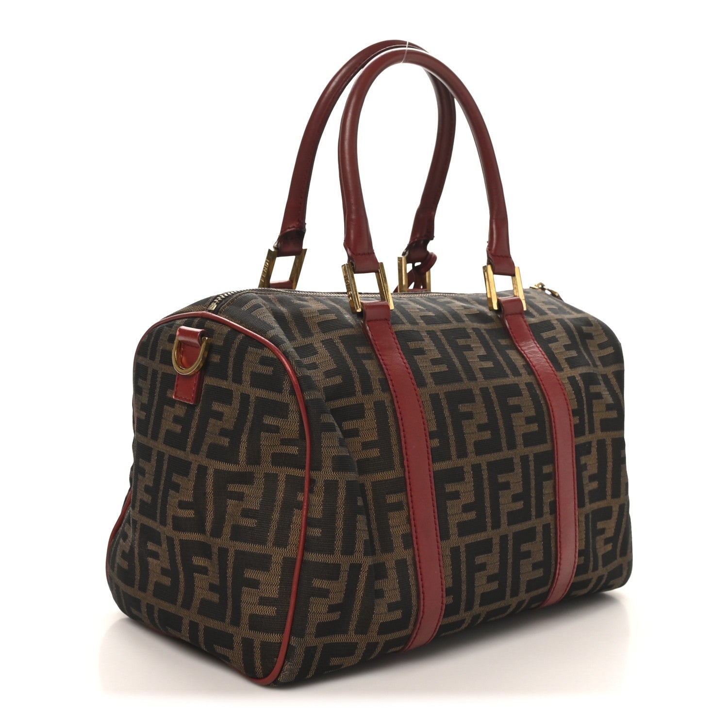 Fendi Zucca Calfskin Medium Convertible Boston Satchel Tobacco Granada 3 of 10