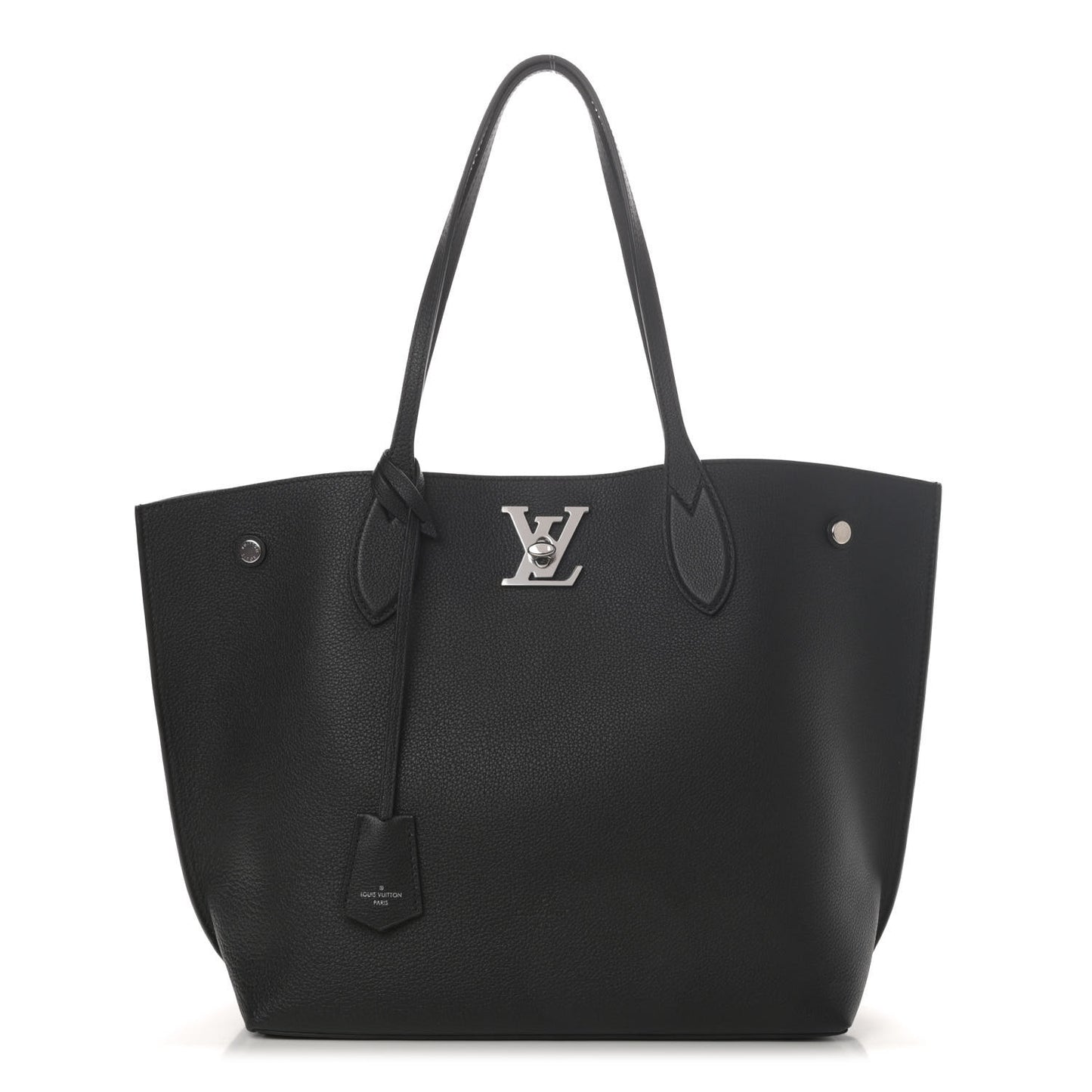 Calfskin Lockme Go Tote Black