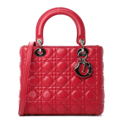 Christian Dior Lambskin Cannage Medium Lady Dior Red 1 of 4