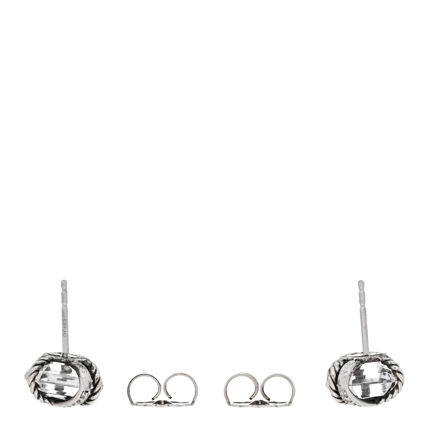 David Yurman Sterling Silver Diamond Crystal 10mm Cable Wrap Earrings 3 of 4