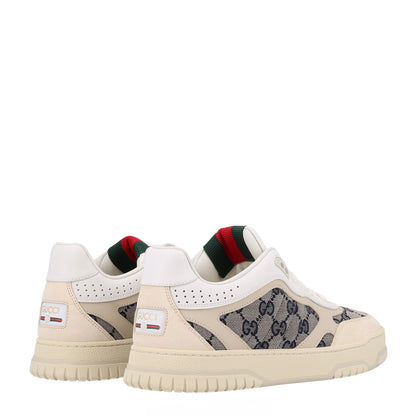 Gucci Calfskin Suede GG Monogram Re-Web Womens Sneakers 38.5 White Beige Ebony 5 of 10