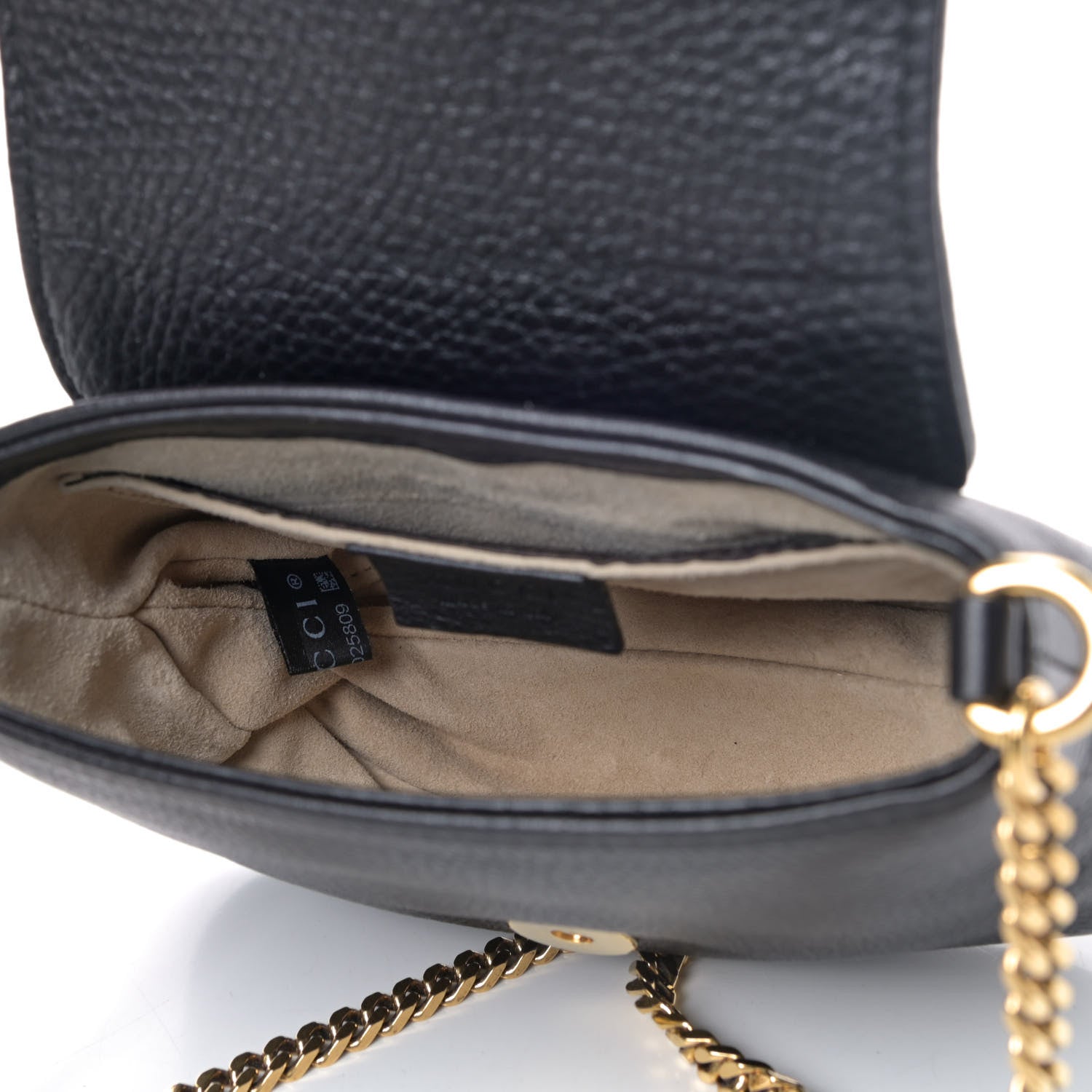 Gucci Pebbled Calfskin Small 1973 Chain Shoulder Bag Black 4 of 4