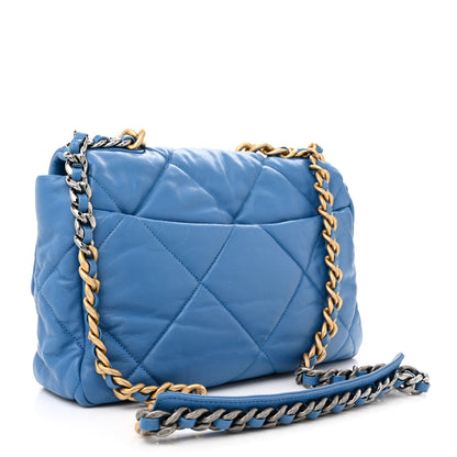 Chanel Goatskin Quilted Large Chanel 19 Flap Blue 3 of 12